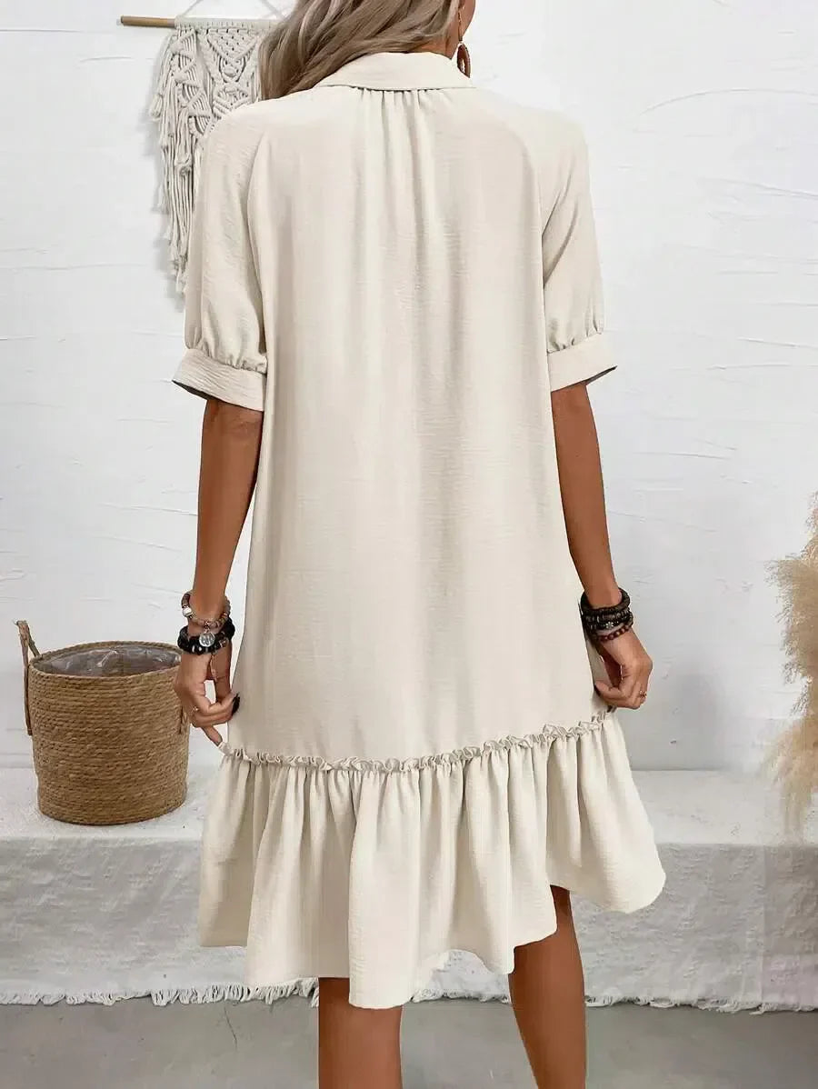 Aliyah | Button-Down Ruffle Hem Dress